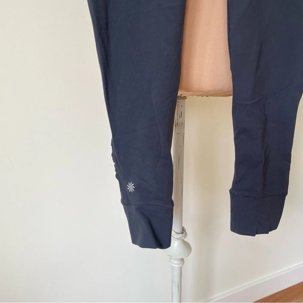Athleta Flint Gray Relay Reflective Tight Ruched Calf Leggings 903959 EUC Size S